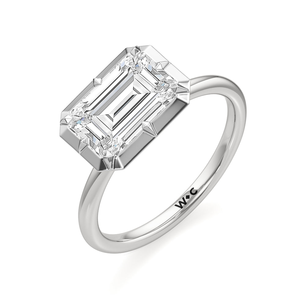 The Élodie Engagement Ring with West Emerald Cut Diamond in 14KT Platinum view 3
