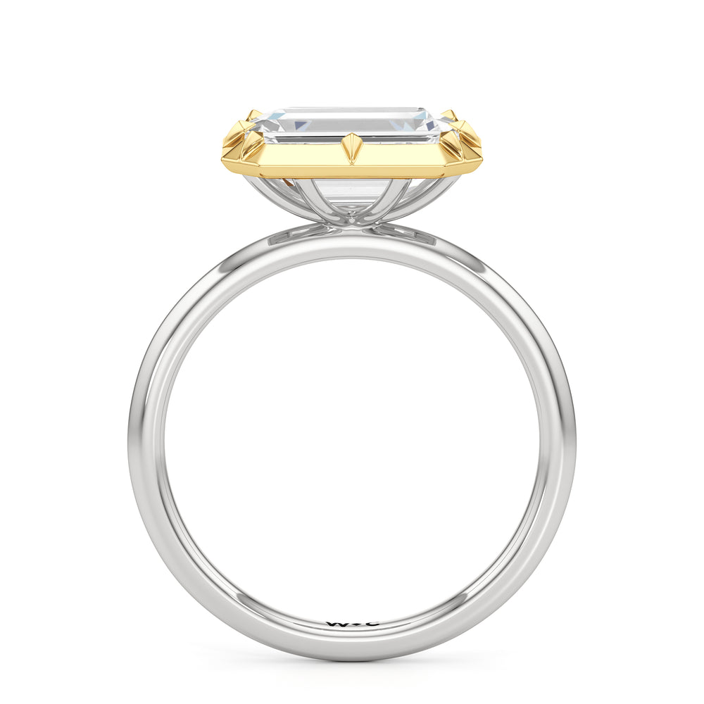 The Élodie Engagement Ring with West Emerald Cut Diamond in 14KT White & Yellow Gold view 2
