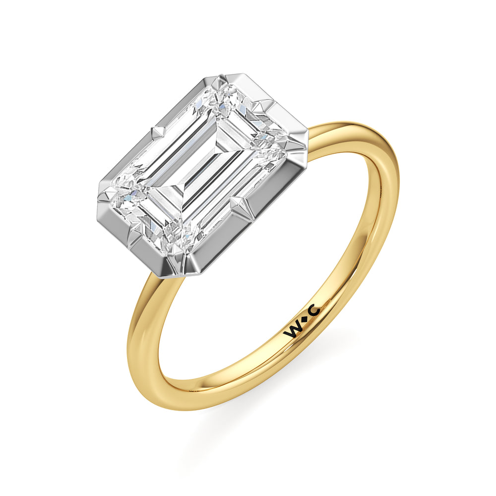 The Élodie Engagement Ring with West Emerald Cut Diamond in 14KT Yellow & White Gold view 3
