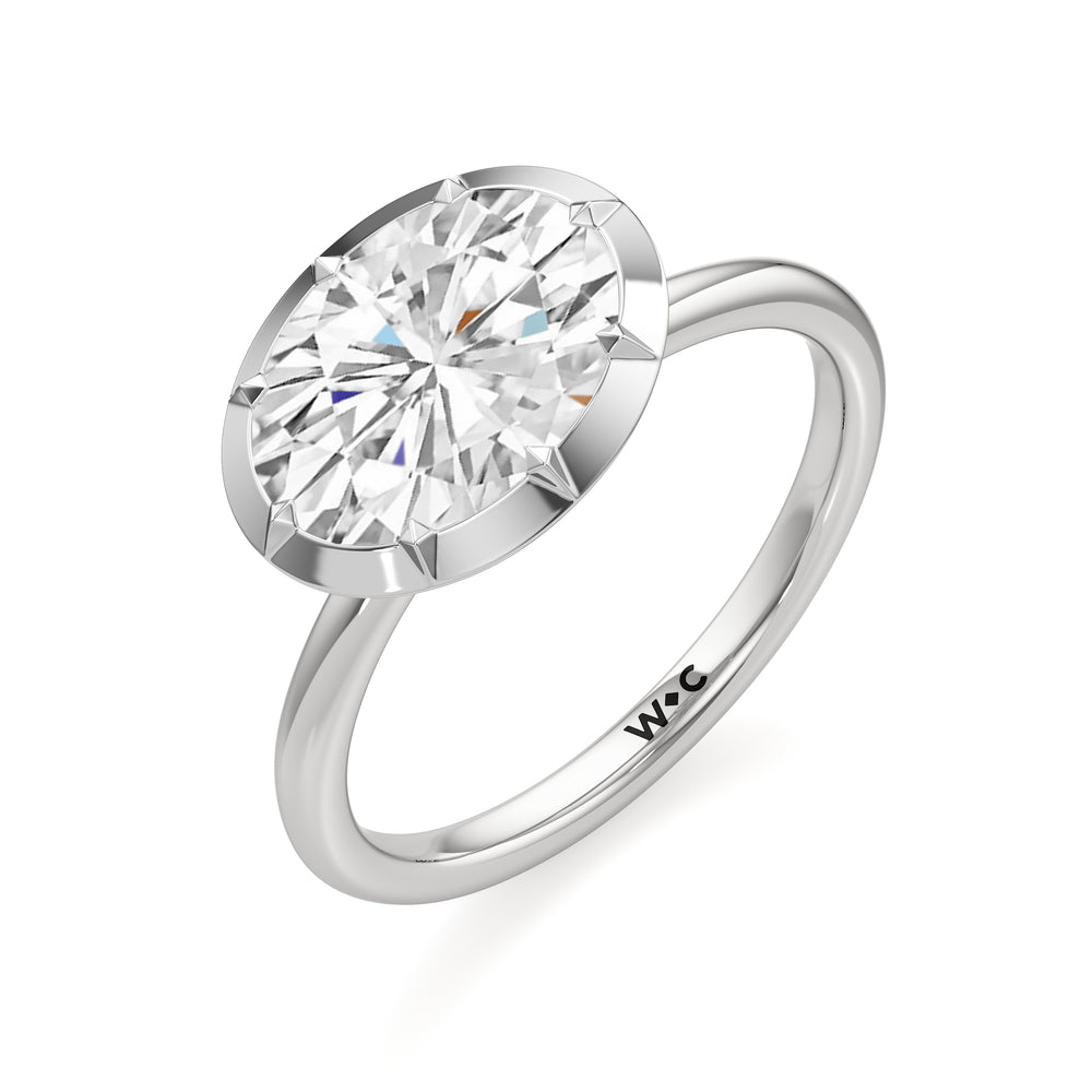 The Élodie Engagement Ring with West Oval Cut Diamond in 14KT Platinum view 3
