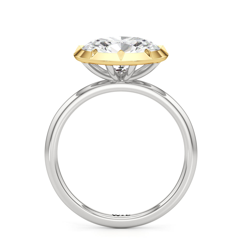 The Élodie Engagement Ring with West Oval Cut Diamond in 14KT White & Yellow Gold view 2
