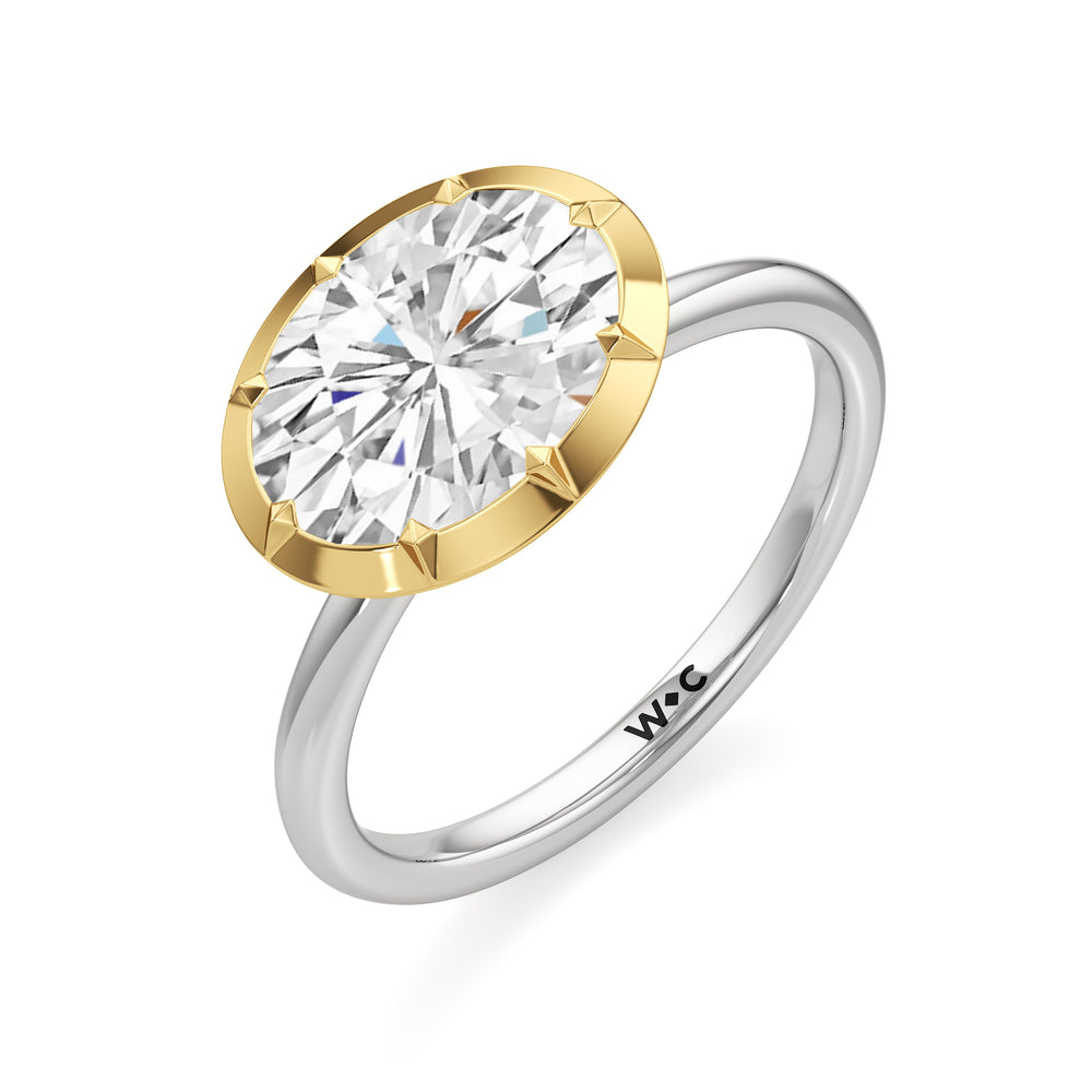 The Élodie Engagement Ring with West Oval Cut Diamond in 14KT White & Yellow Gold view 3
