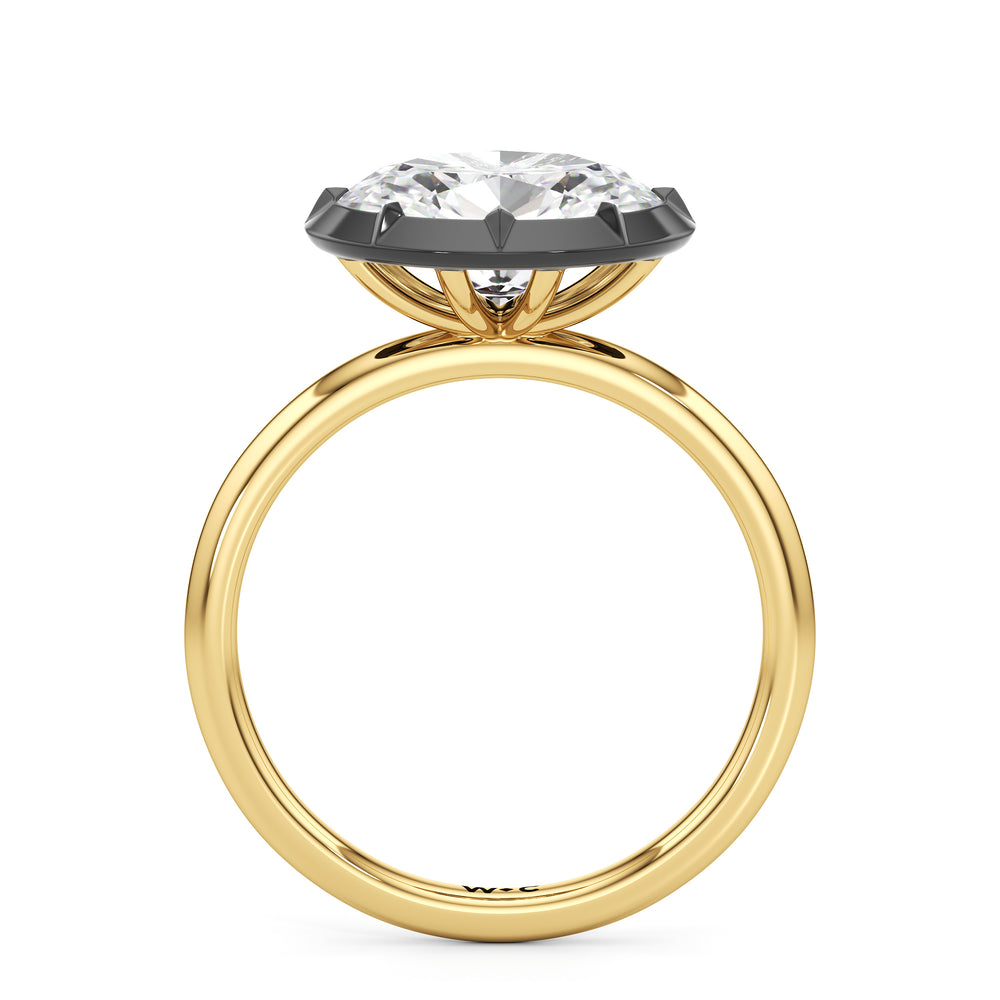 The Élodie Engagement Ring with West Oval Cut Diamond in 14KT Yellow & Black Gold view 2
