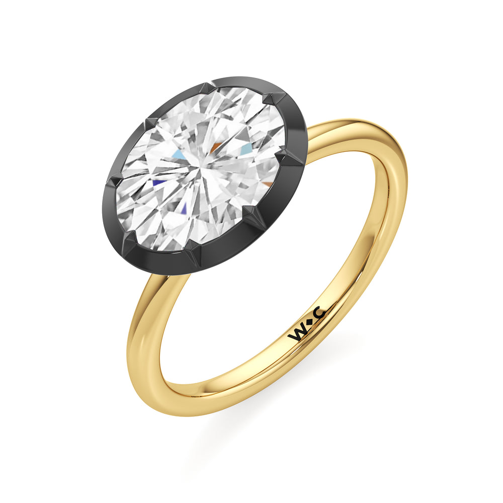 The Élodie Engagement Ring with West Oval Cut Diamond in 14KT Yellow & Black Gold view 3
