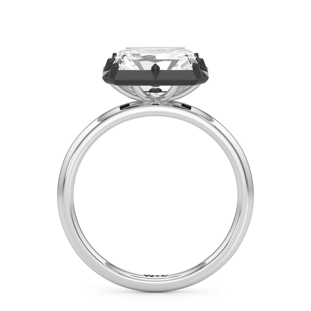 The Élodie Engagement Ring with West Radiant Cut Diamond in 14KT White & Black Gold view 2
