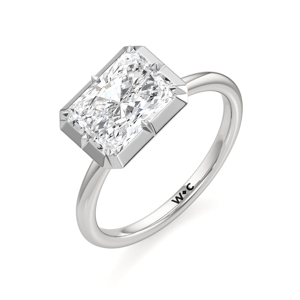 The Élodie Engagement Ring with West Radiant Cut Diamond in 14KT Platinum view 3
