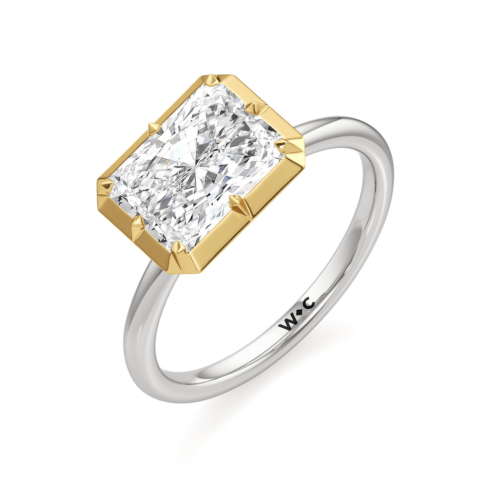 The Élodie Engagement Ring with West Radiant Cut Diamond in 14KT White & Yellow Gold view 3
