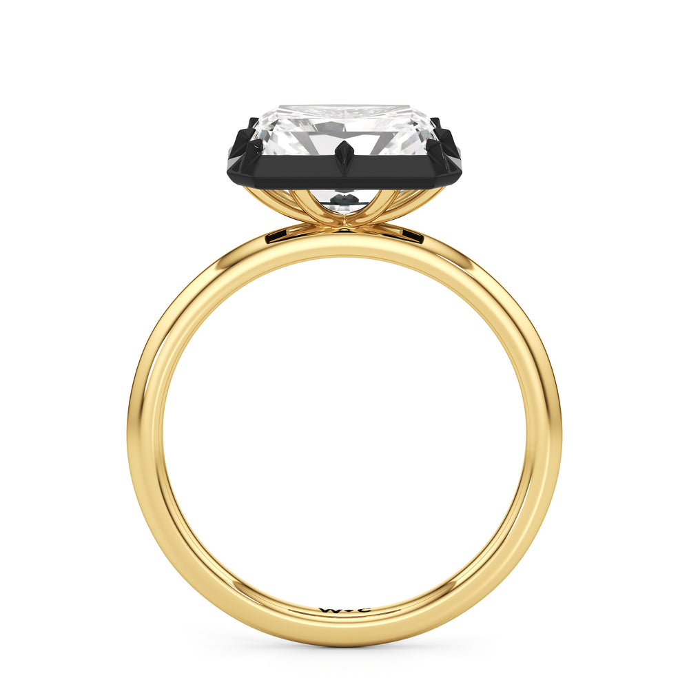The Élodie Engagement Ring with West Radiant Cut Diamond in 14KT Yellow & Black Gold view 2
