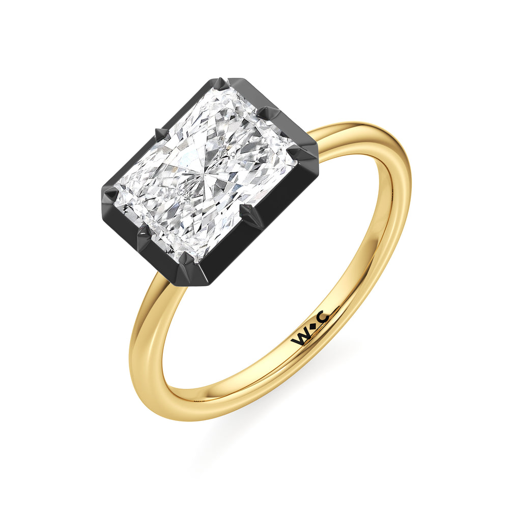 The Élodie Engagement Ring with West Radiant Cut Diamond in 14KT Yellow & Black Gold view 3
