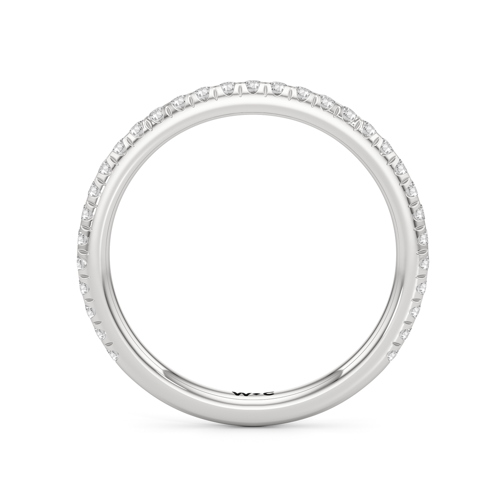 The Fleuron Diamond Wedding Band with Platinum Cut Diamond in 14KT Platinum view 2
