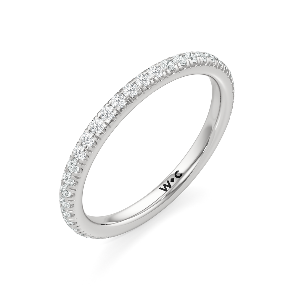The Fleuron Diamond Wedding Band with Platinum Cut Diamond in 14KT Platinum view 4

