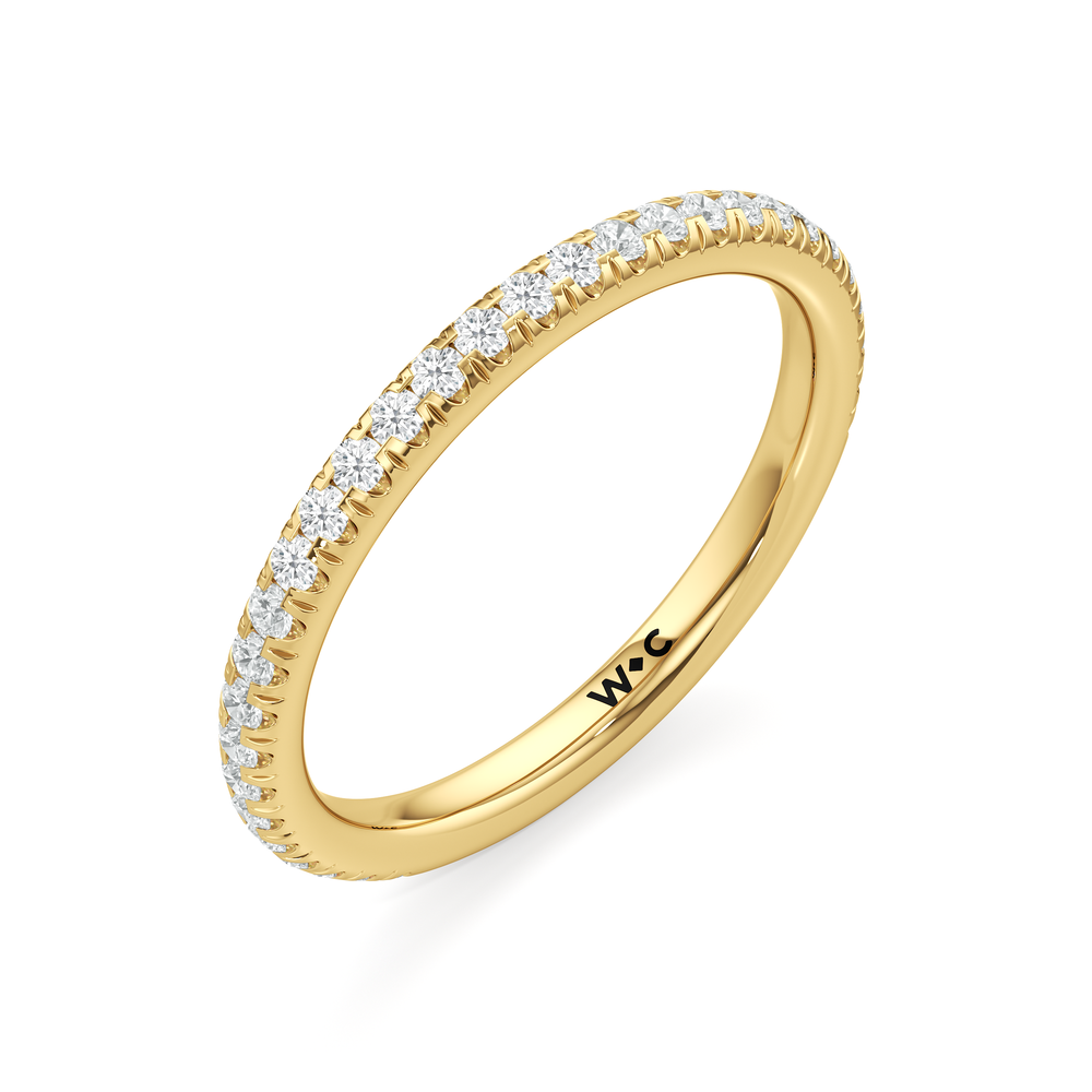 The Fleuron Diamond Wedding Band with 18KT Yellow Gold Cut Diamond in 14KT Yellow Gold view 4
