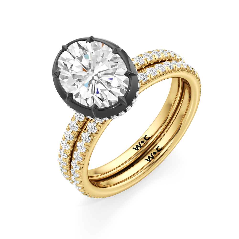 The Fleuron Diamond Wedding Band with 18KT Yellow Gold Cut Diamond in 14KT Yellow Gold view 3
