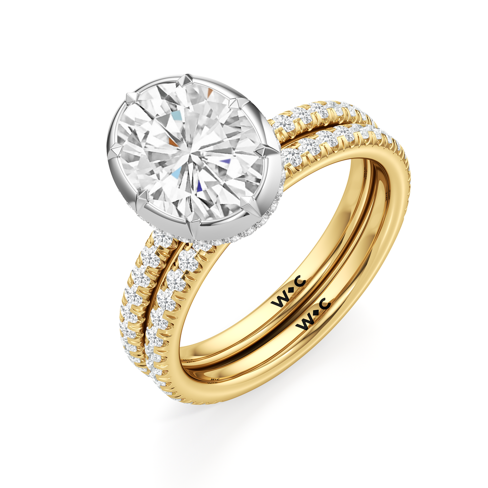 The Fleuron Engagement Ring with Oval Cut Diamond in 14KT Yellow & White Gold view 4
