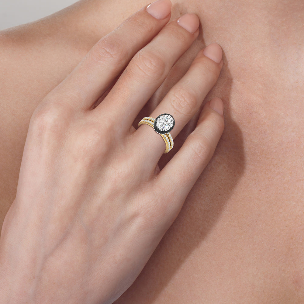 Model Wearing The Fleuron Diamond Wedding Band view