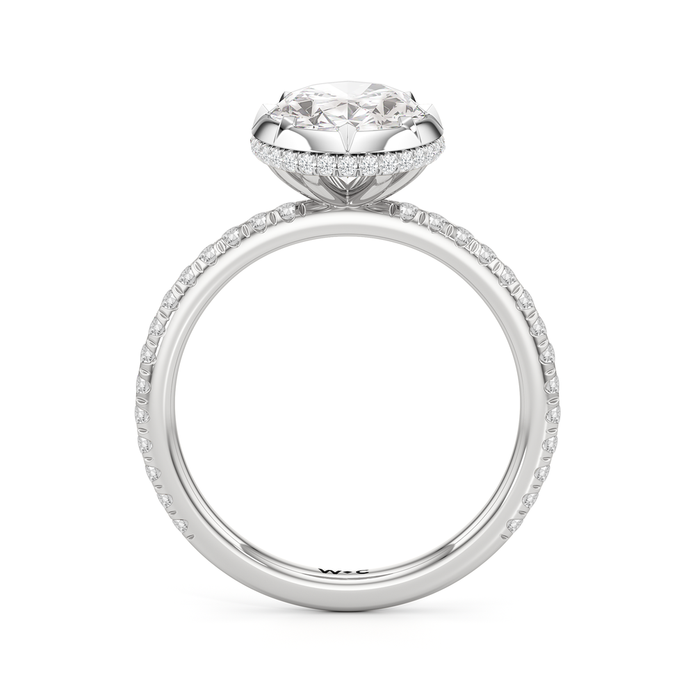 The Fleuron Engagement Ring with Oval Cut Diamond in 14KT Platinum view 3
