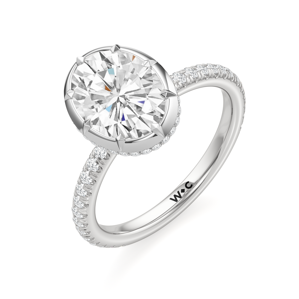 The Fleuron Engagement Ring with Oval Cut Diamond in 14KT Platinum view 4
