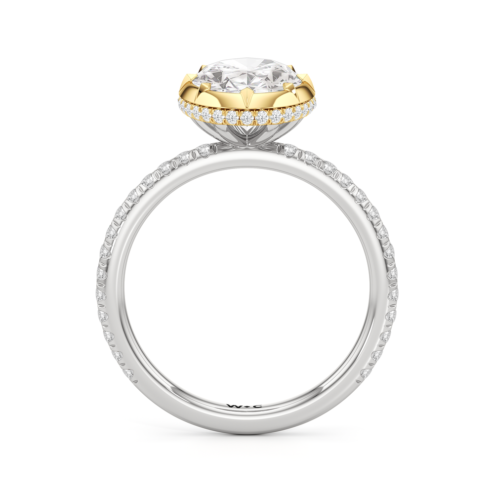 The Fleuron Engagement Ring with Oval Cut Diamond in 14KT White & Yellow Gold view 2
