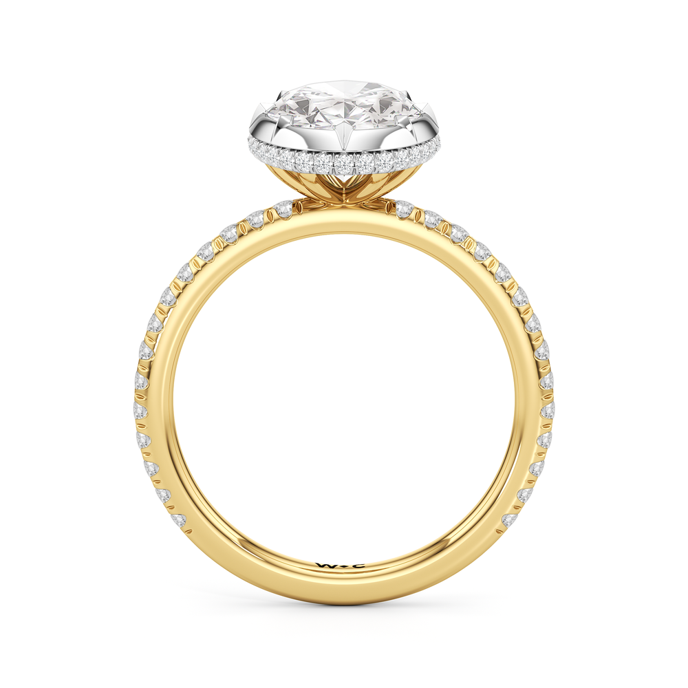 The Fleuron Engagement Ring with Oval Cut Diamond in 14KT Yellow & White Gold view 2
