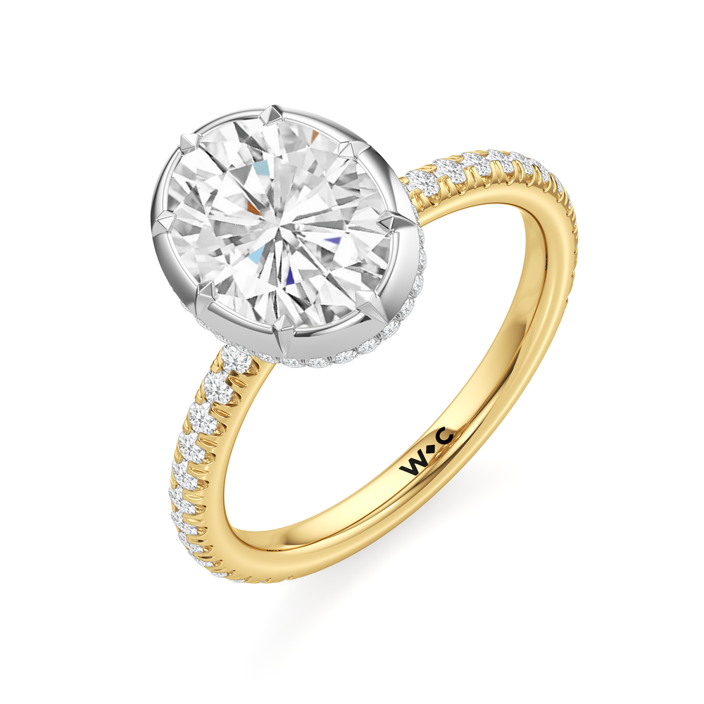 The Fleuron Engagement Ring with Oval Cut Diamond in 14KT Yellow & White Gold view 3
