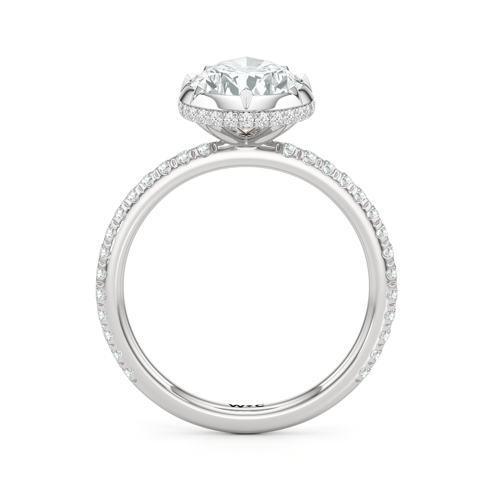 The Fleuron Engagement Ring with Pear Cut Diamond in 14KT Platinum view 3
