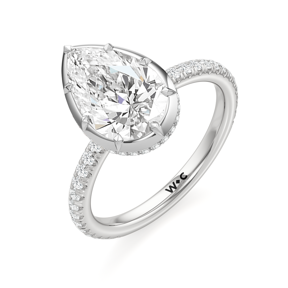 The Fleuron Engagement Ring with Pear Cut Diamond in 14KT Platinum view 4
