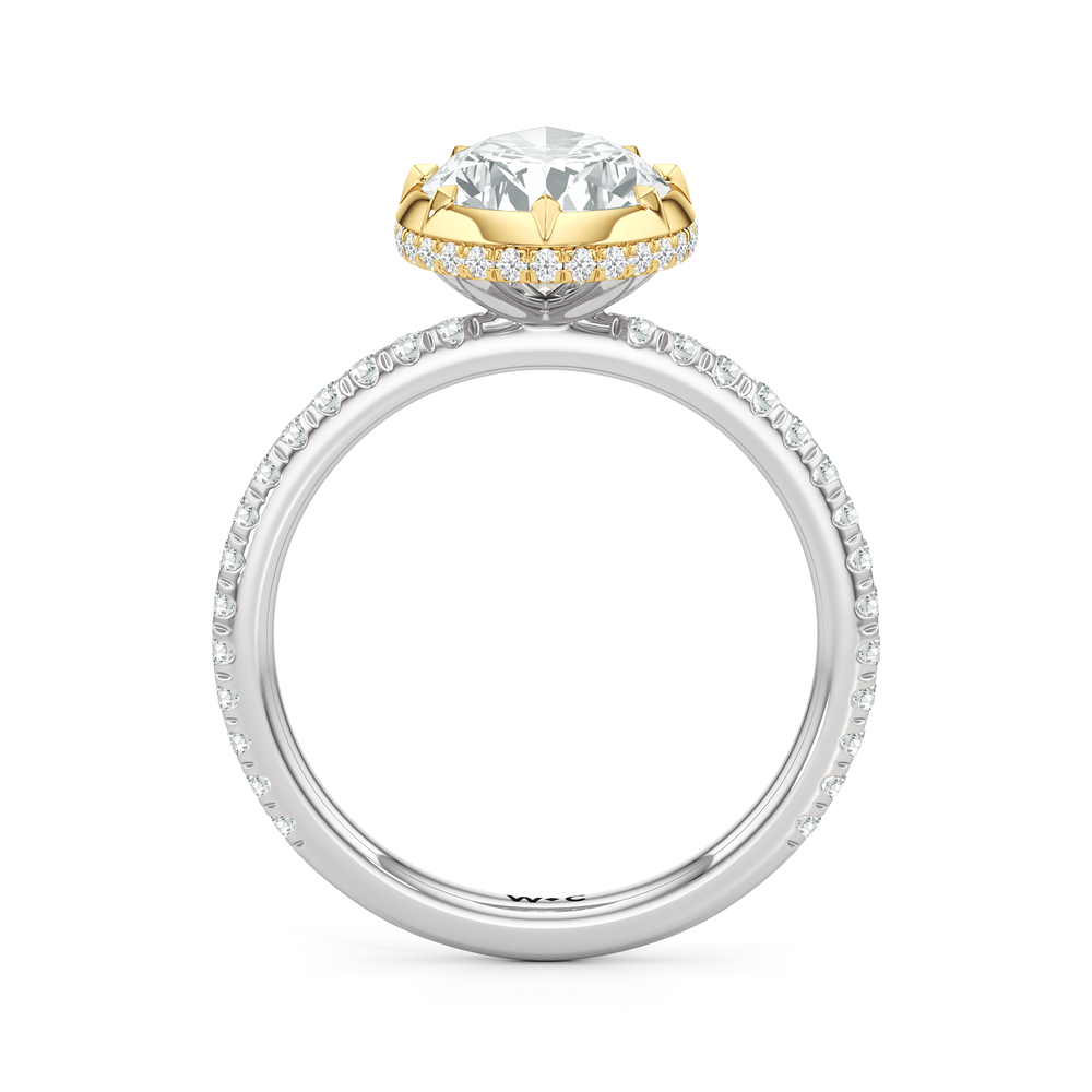 The Fleuron Engagement Ring with Pear Cut Diamond in 14KT White & Yellow Gold view 3
