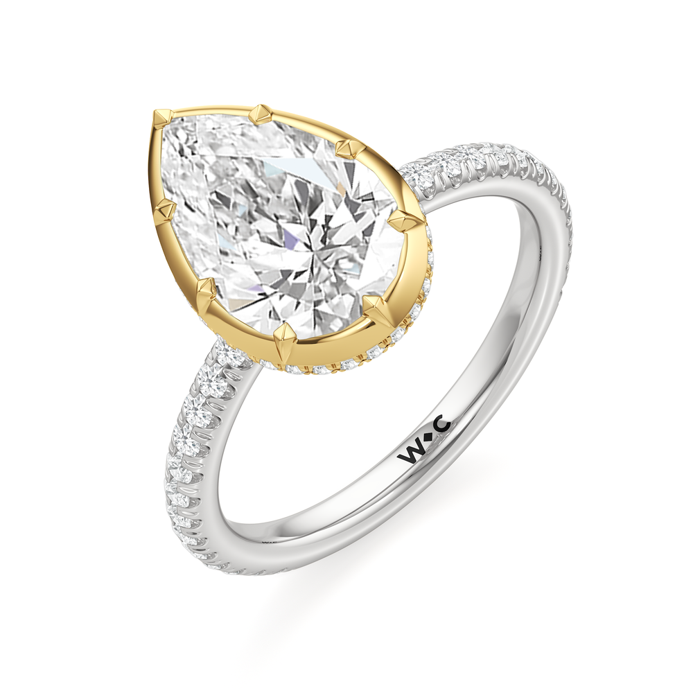 The Fleuron Engagement Ring with Pear Cut Diamond in 14KT White & Yellow Gold view 3
