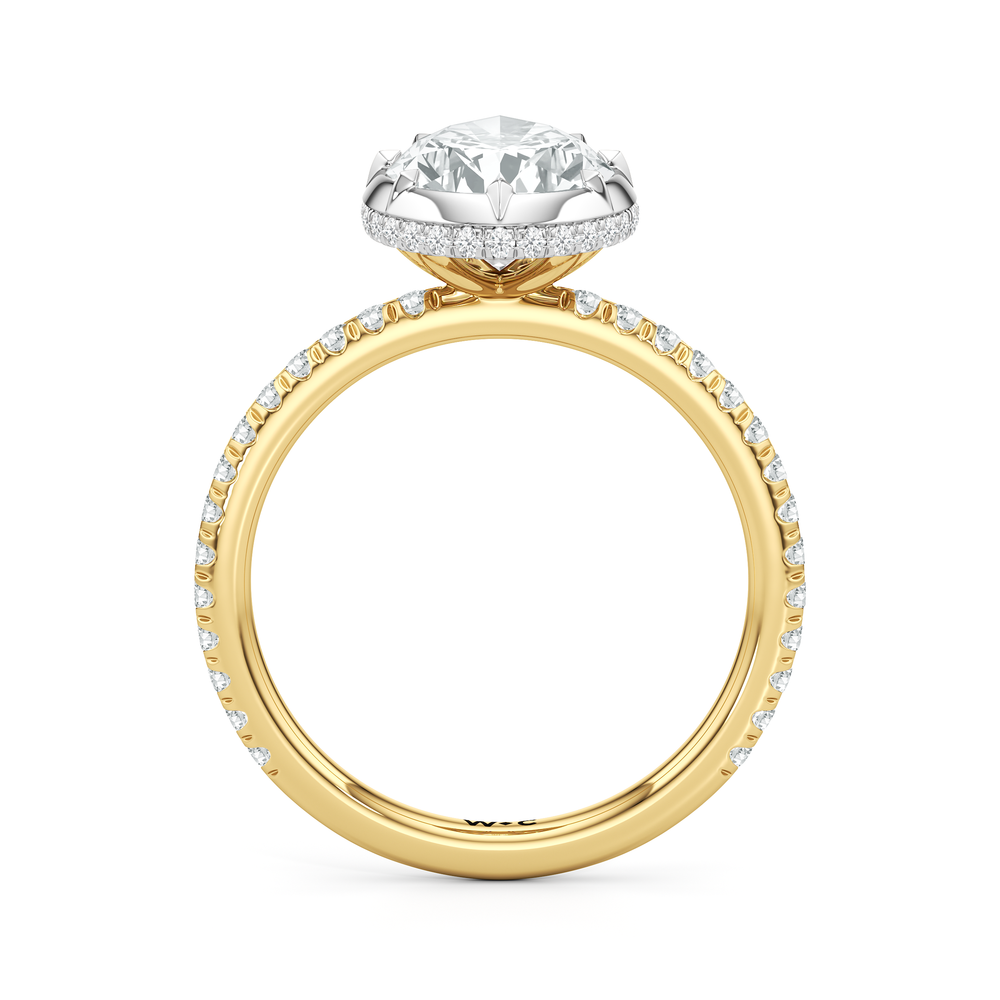 The Fleuron Engagement Ring with Pear Cut Diamond in 14KT Yellow & White Gold view 2
