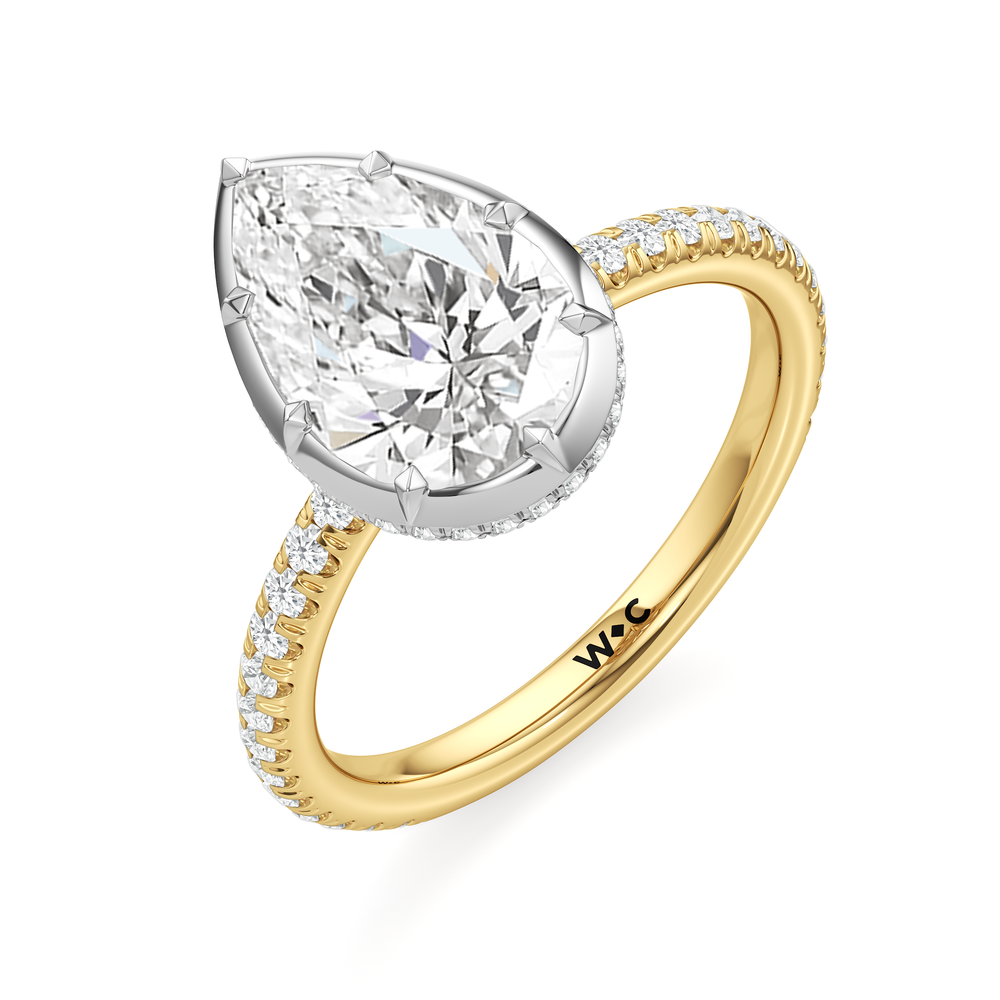 The Fleuron Engagement Ring with Pear Cut Diamond in 14KT Yellow & White Gold view 3
