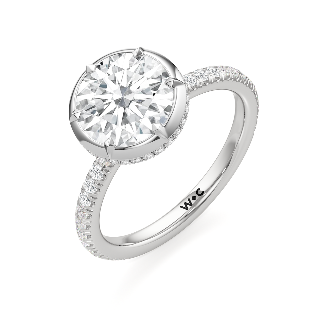 The Fleuron Engagement Ring with Round Cut Diamond in 14KT Platinum view 4
