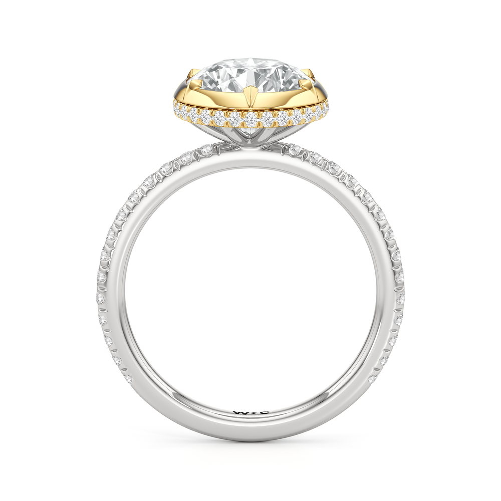The Fleuron Engagement Ring with Round Cut Diamond in 14KT White & Yellow Gold view 2

