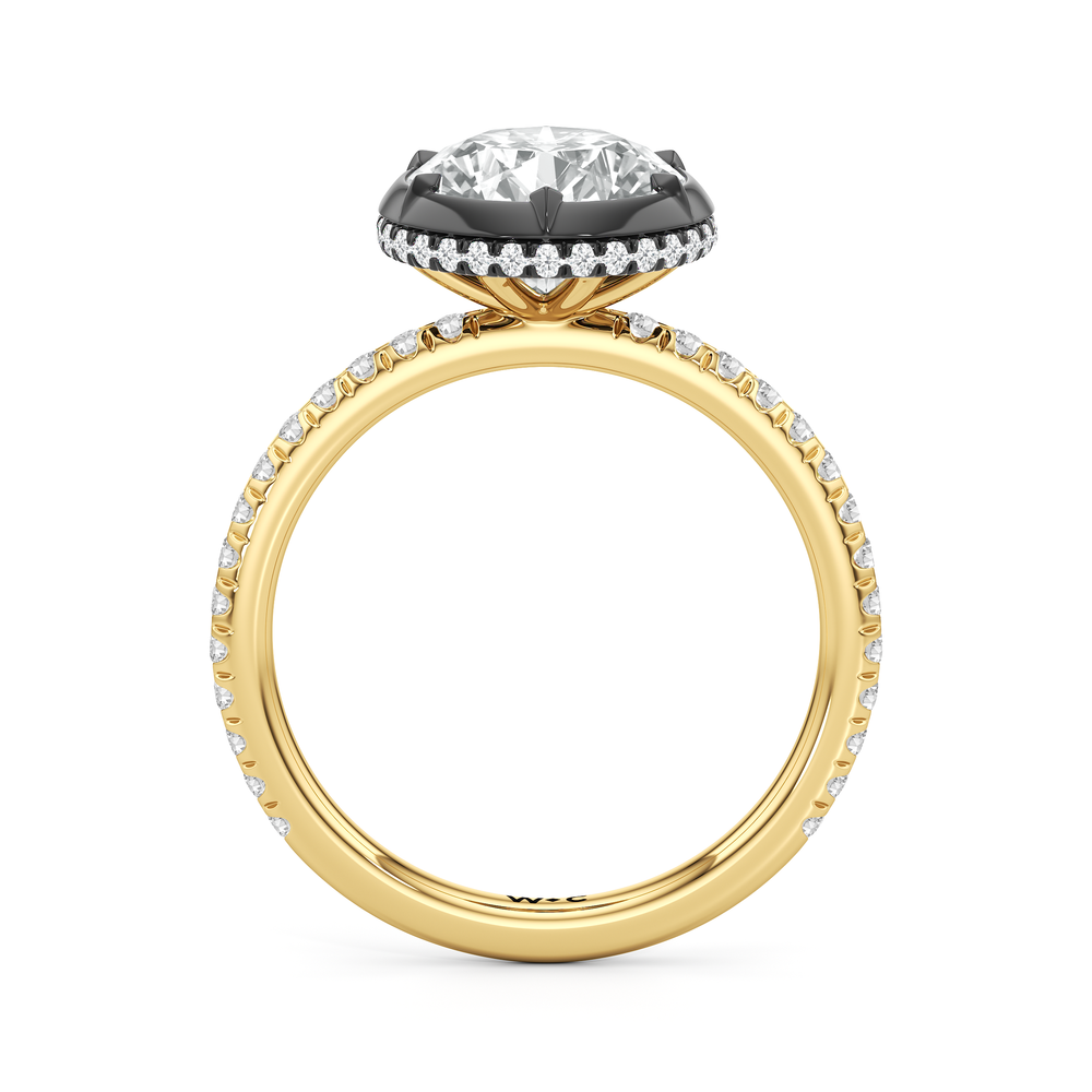 The Fleuron Engagement Ring with Round Cut Diamond in 14KT Yellow & Black Gold view 2
