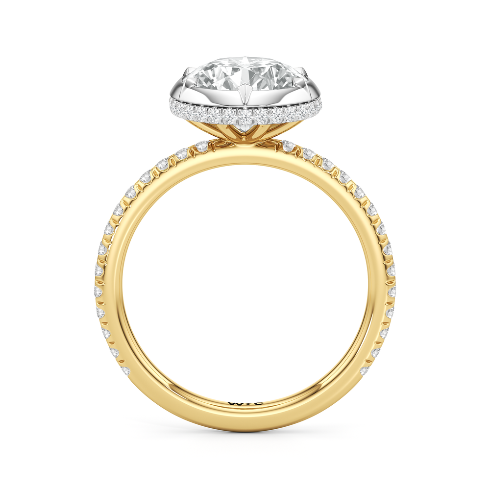 The Fleuron Engagement Ring with Round Cut Diamond in 14KT Yellow & White Gold view 2
