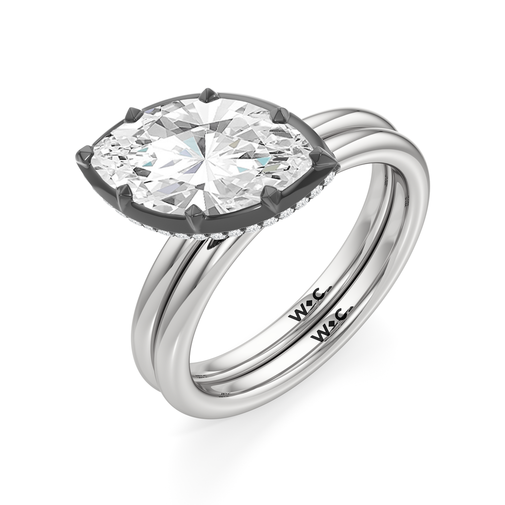 The Lilt Engagement Ring with Marquise Cut Diamond in 14KT White & Black Gold view 4
