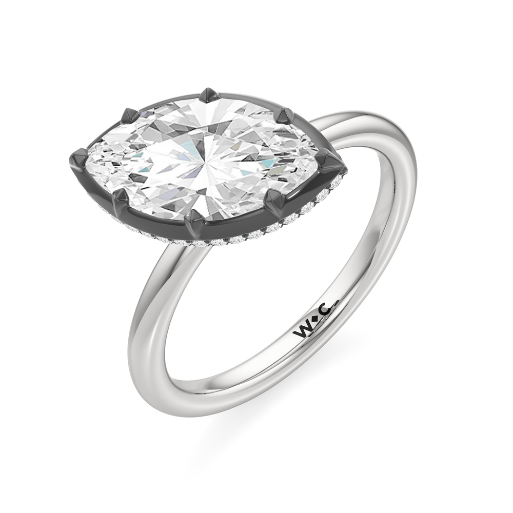 The Lilt Engagement Ring with Marquise Cut Diamond in 14KT White & Black Gold view 3

