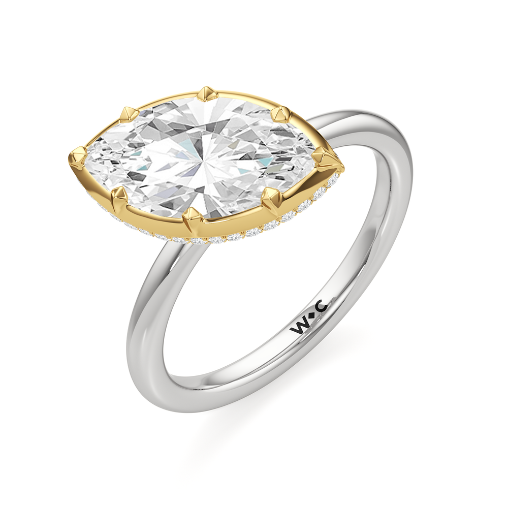 The Lilt Engagement Ring with Marquise Cut Diamond in 14KT White & Yellow Gold view 3
