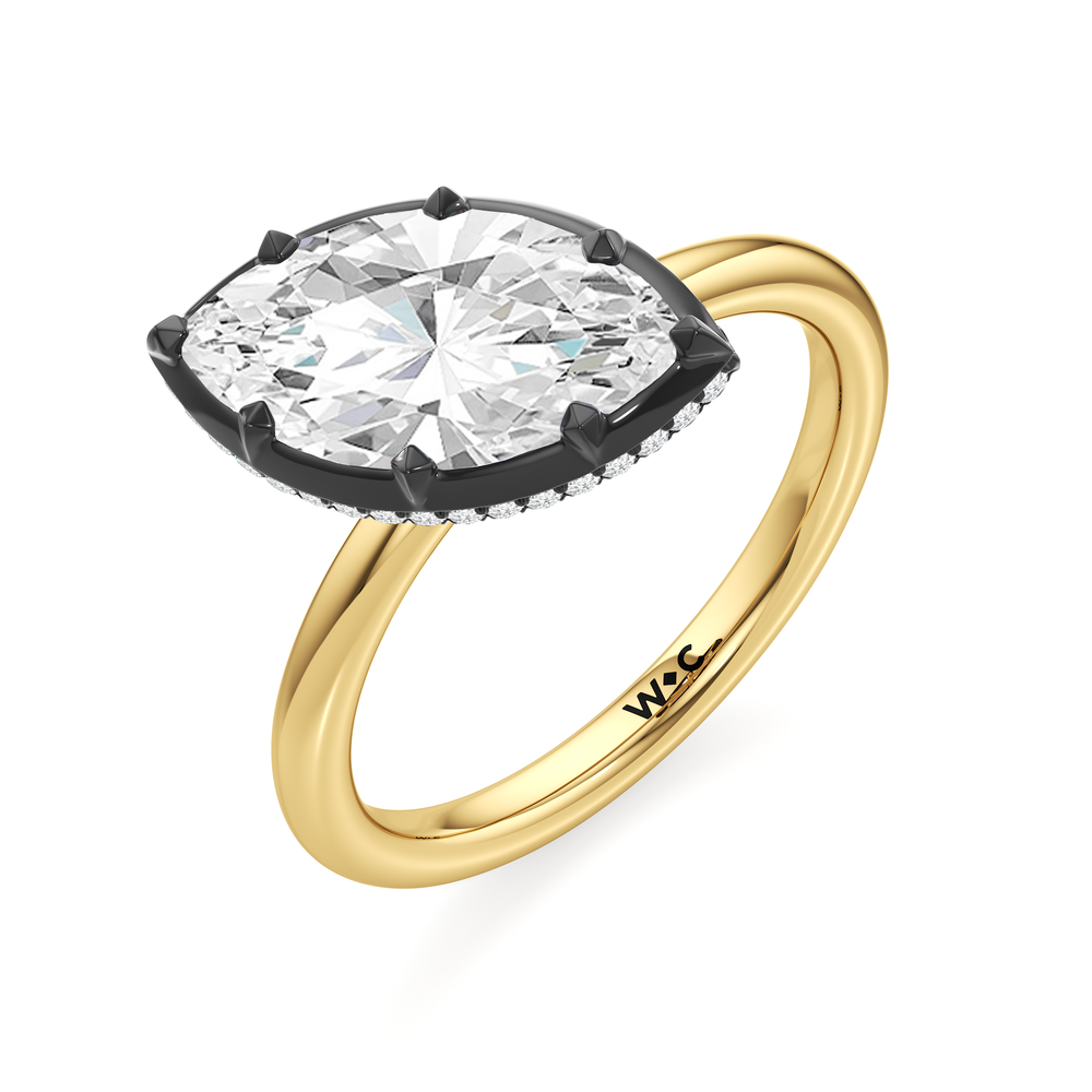 The Lilt Engagement Ring with Marquise Cut Diamond in 14KT Yellow & Black Gold view 3
