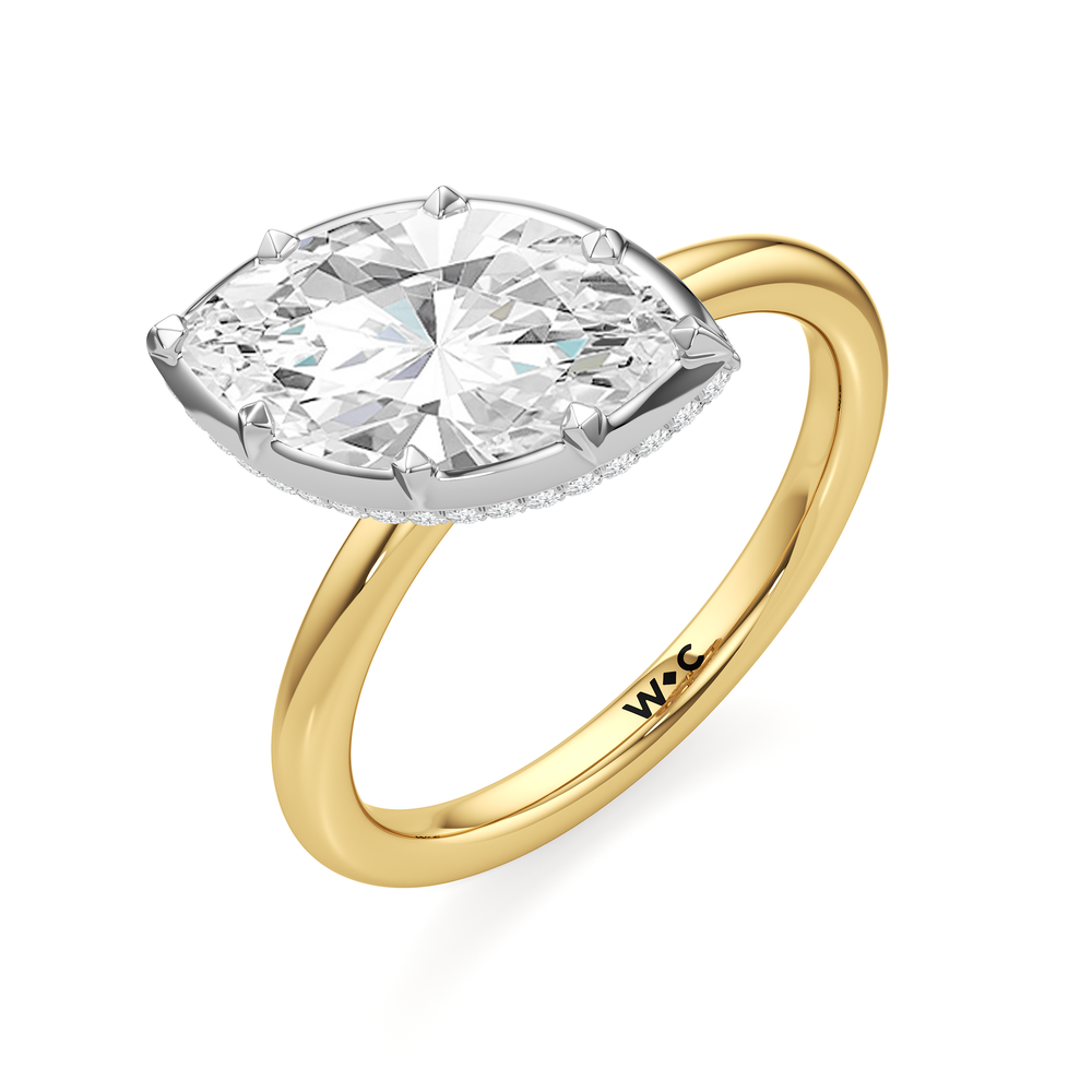 The Lilt Engagement Ring with Marquise Cut Diamond in 14KT Yellow & White Gold view 3
