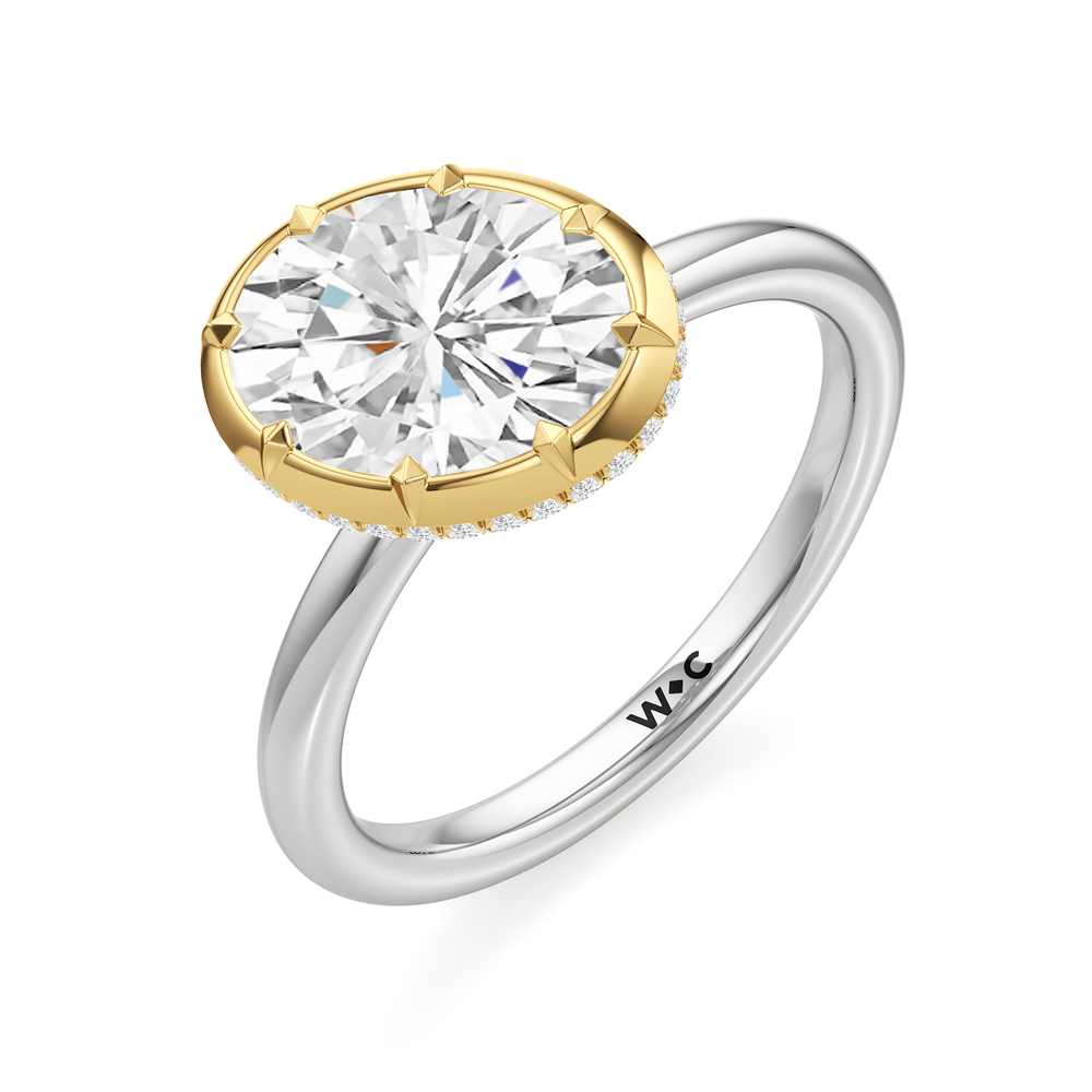 The Lilt Engagement Ring with Oval Cut Diamond in 14KT White & Yellow Gold view 3
