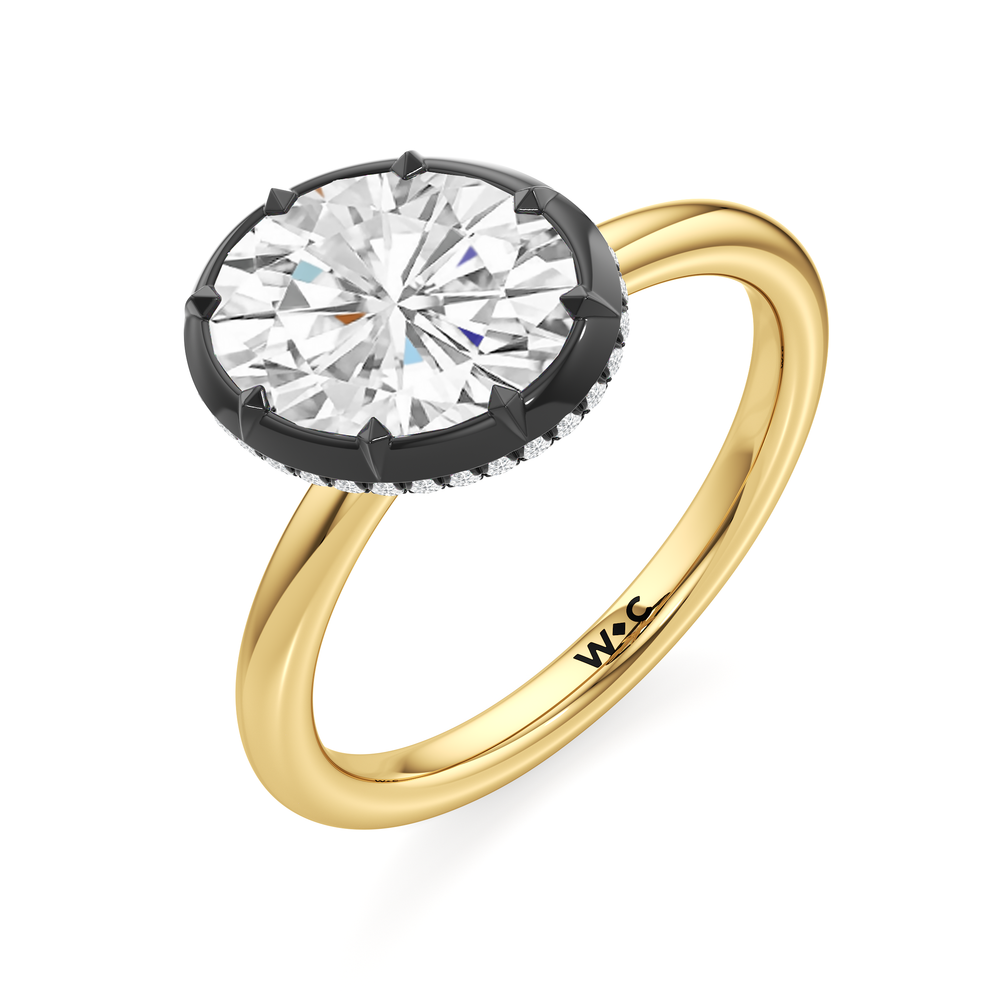 The Lilt Engagement Ring with Oval Cut Diamond in 14KT Yellow & Black Gold view 3
