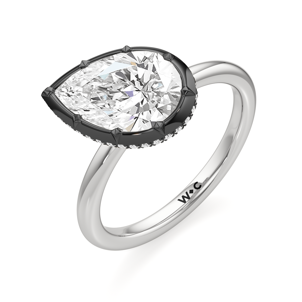 The Lilt Engagement Ring with Pear Cut Diamond in 14KT White & Black Gold view 3
