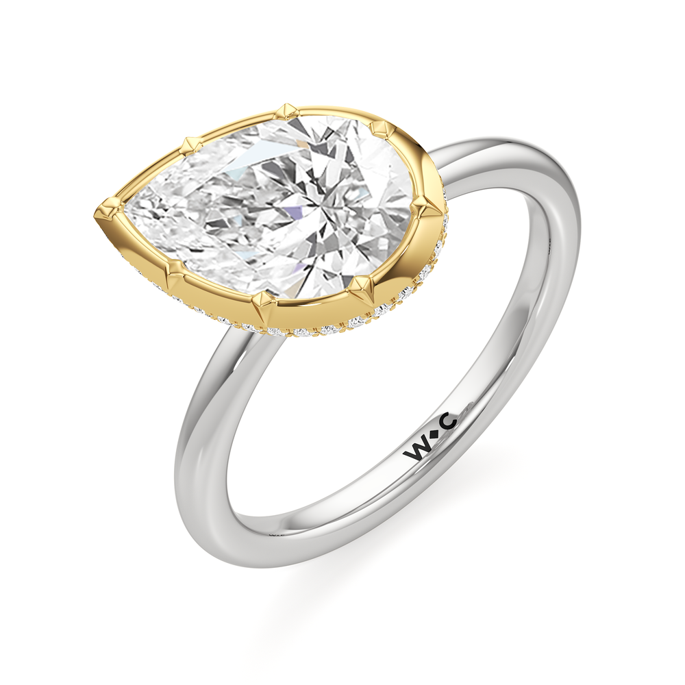 The Lilt Engagement Ring with Pear Cut Diamond in 14KT White & Yellow Gold view 3
