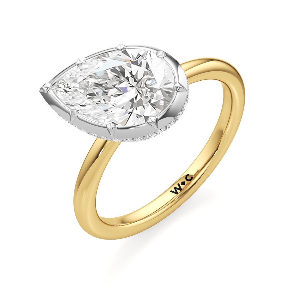 The Lilt Engagement Ring with Pear Cut Diamond in 14KT Yellow & White Gold view 3
