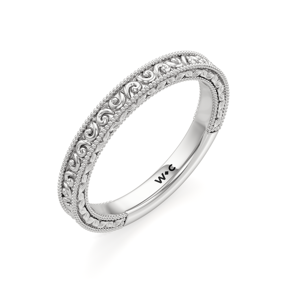 The Aurore Wedding Band with Platinum Cut Diamond in 14KT Platinum view 4

