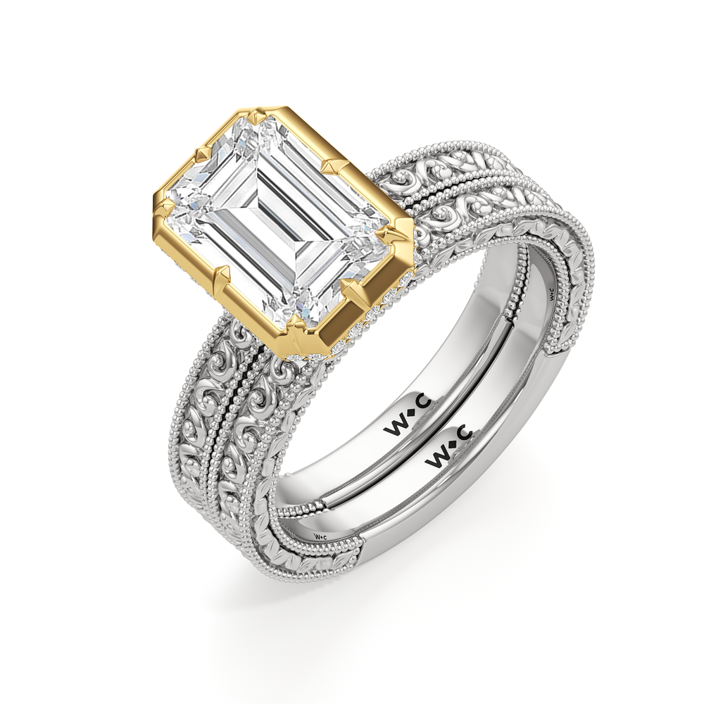 The Aurore Engagement Ring with Oval Cut Diamond in 14KT White & Yellow Gold view 5
