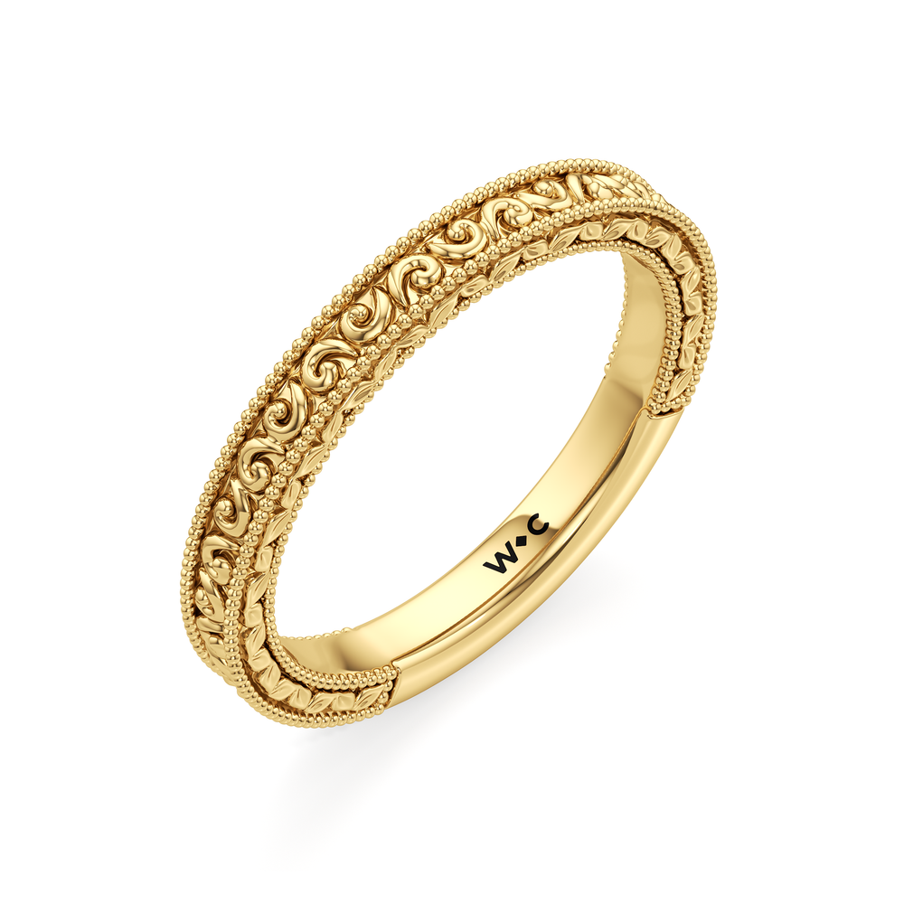 The Aurore Wedding Band with 18KT Yellow Gold Cut Diamond in 14KT Yellow Gold view 4
