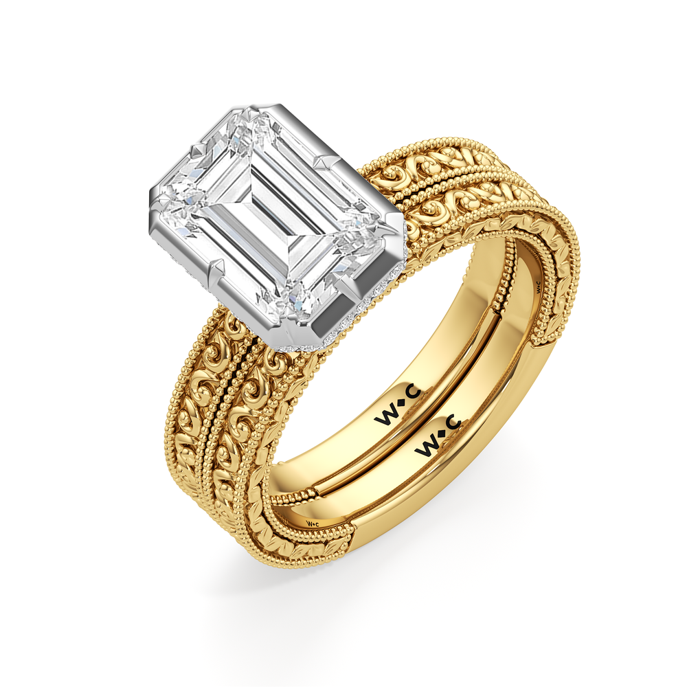 The Aurore Engagement Ring with Cushion Cut Diamond in 14KT Yellow & White Gold view 4
