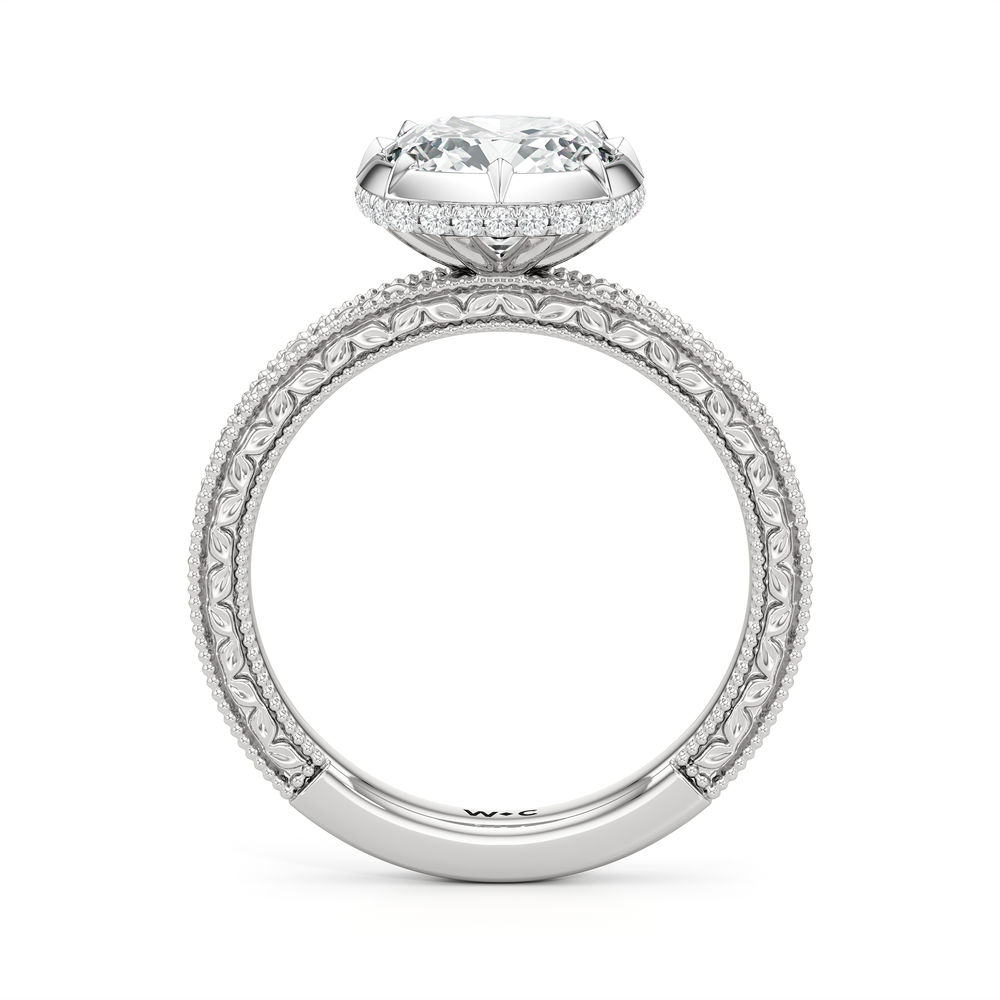 The Aurore Engagement Ring with Cushion Cut Diamond in 14KT Platinum view 3

