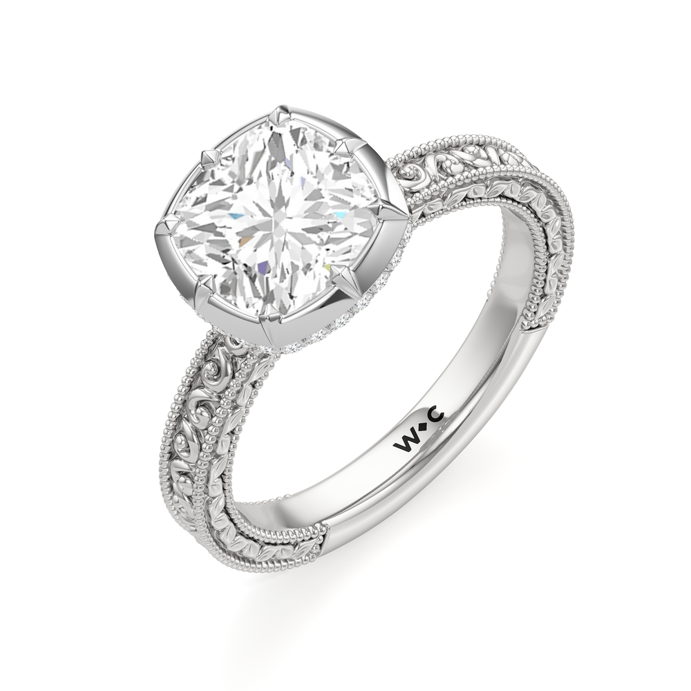 The Aurore Engagement Ring with Cushion Cut Diamond in 14KT Platinum view 4

